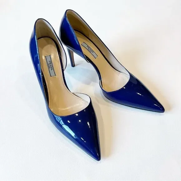 Prada D’Orsay Blue Patent Pumps 39.5 - Picture 2 of 12